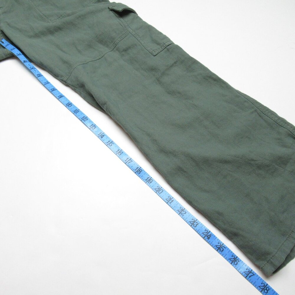 Anthropologie Pilcro Slim Linen Beach Cargo Pants Green M - Picture 8 of 11